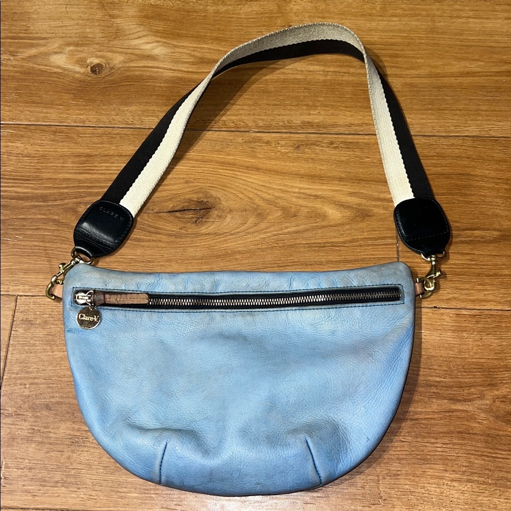 Blue Leather Shoulder Bag